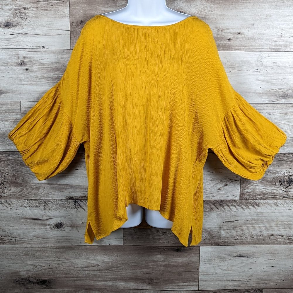 LOFT* Women's Drop Shoulder Boat Neck Curved Hem Keyhole Back Pullover Blouse~XL